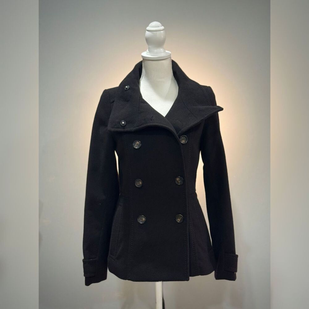 Black H&M Double Breasted Peacoat Size 4 EUC - Picture 3 of 5